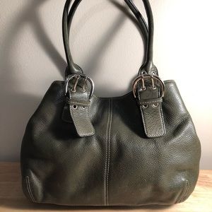 Olive green Tignanello hand bag and wallet